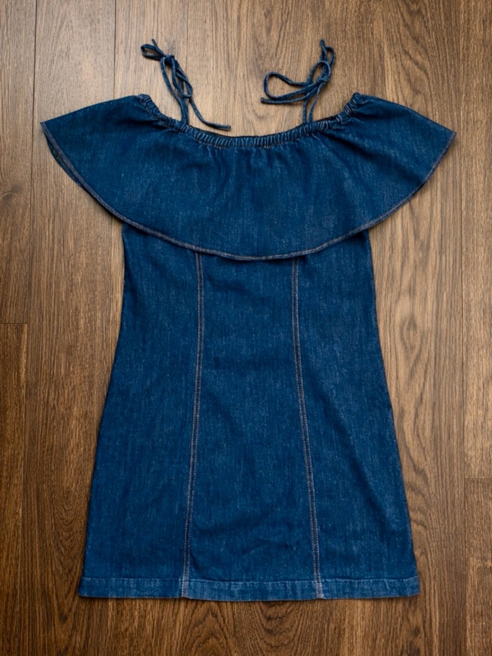 7 For All Mankind Off the Shoulder Denim Dress XS